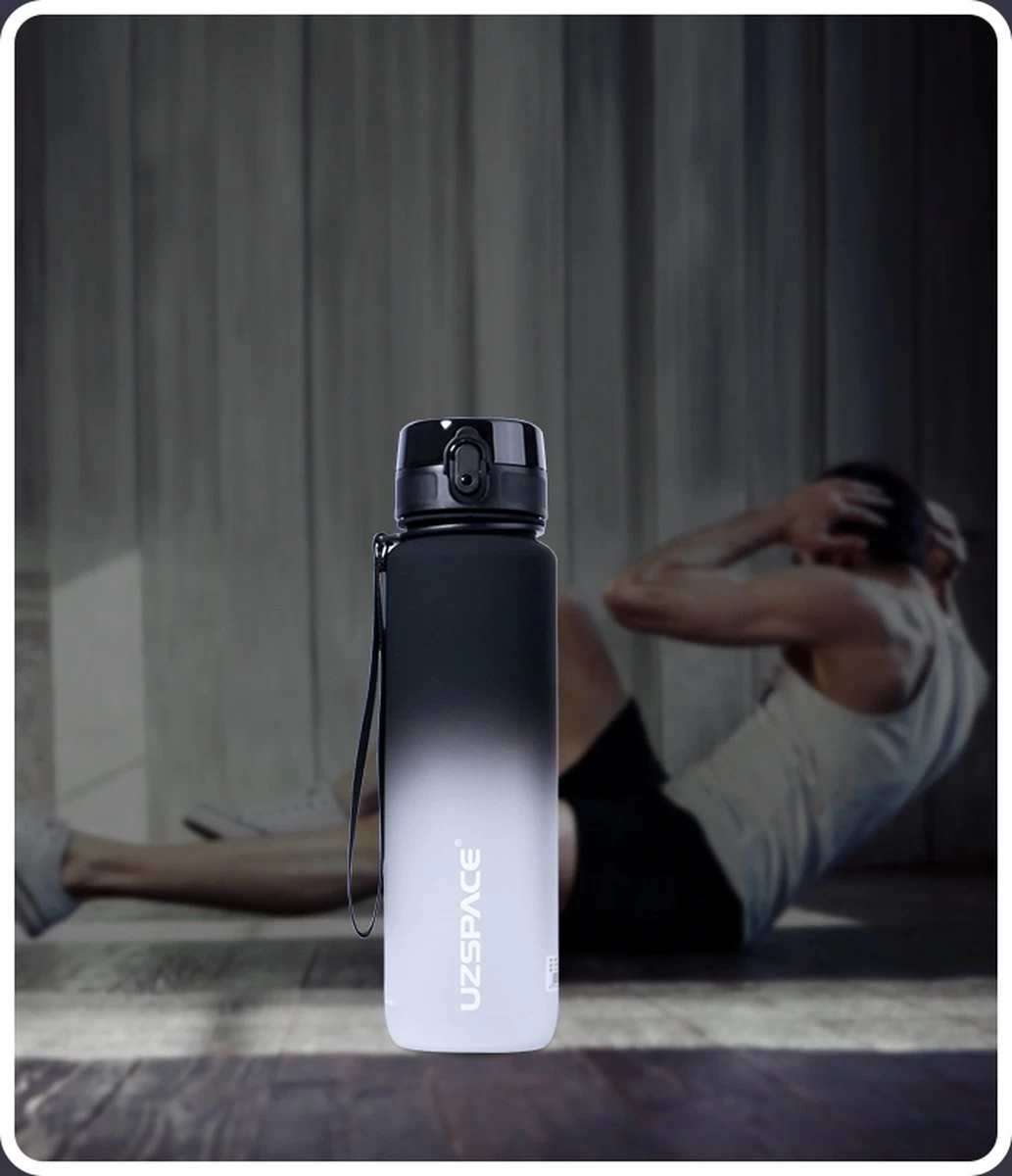 Sport & Outdoor Drinkfles, Waterfles, Sportfles, 500 Ml, Zwart/Wit (Nieuwe Editie), Tritan, BPA-vrij, Gym, Loop, Wandel, Yoga, Tennis, Voetbal, Gift, Cadeau, Miracle Shop - Afbeelding 4