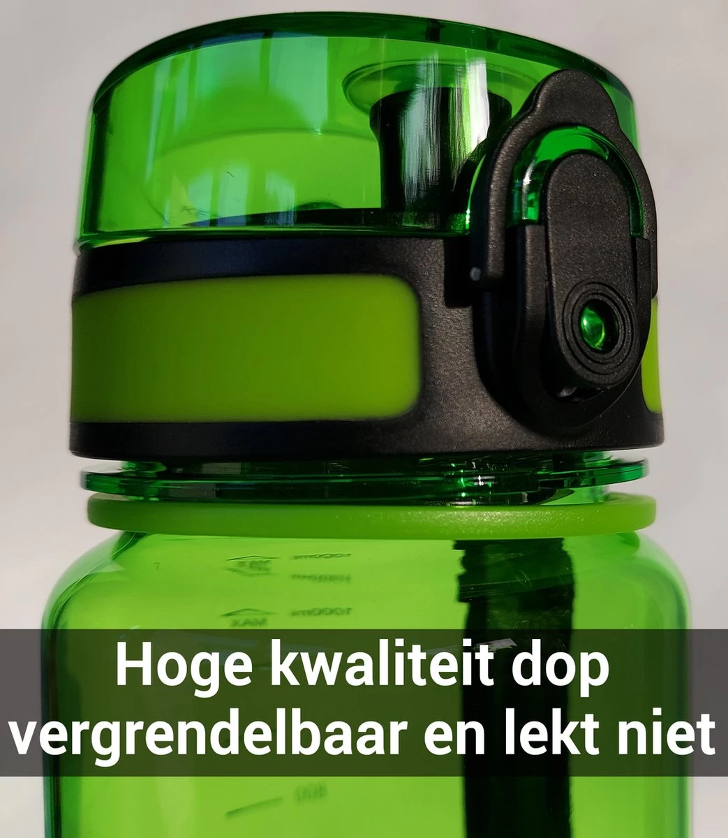 1 Liter Drinkfles - Vaatwasserbestendig - Sport Bidon Drinkbus King Mungo 1000ml Groen - Afbeelding 9