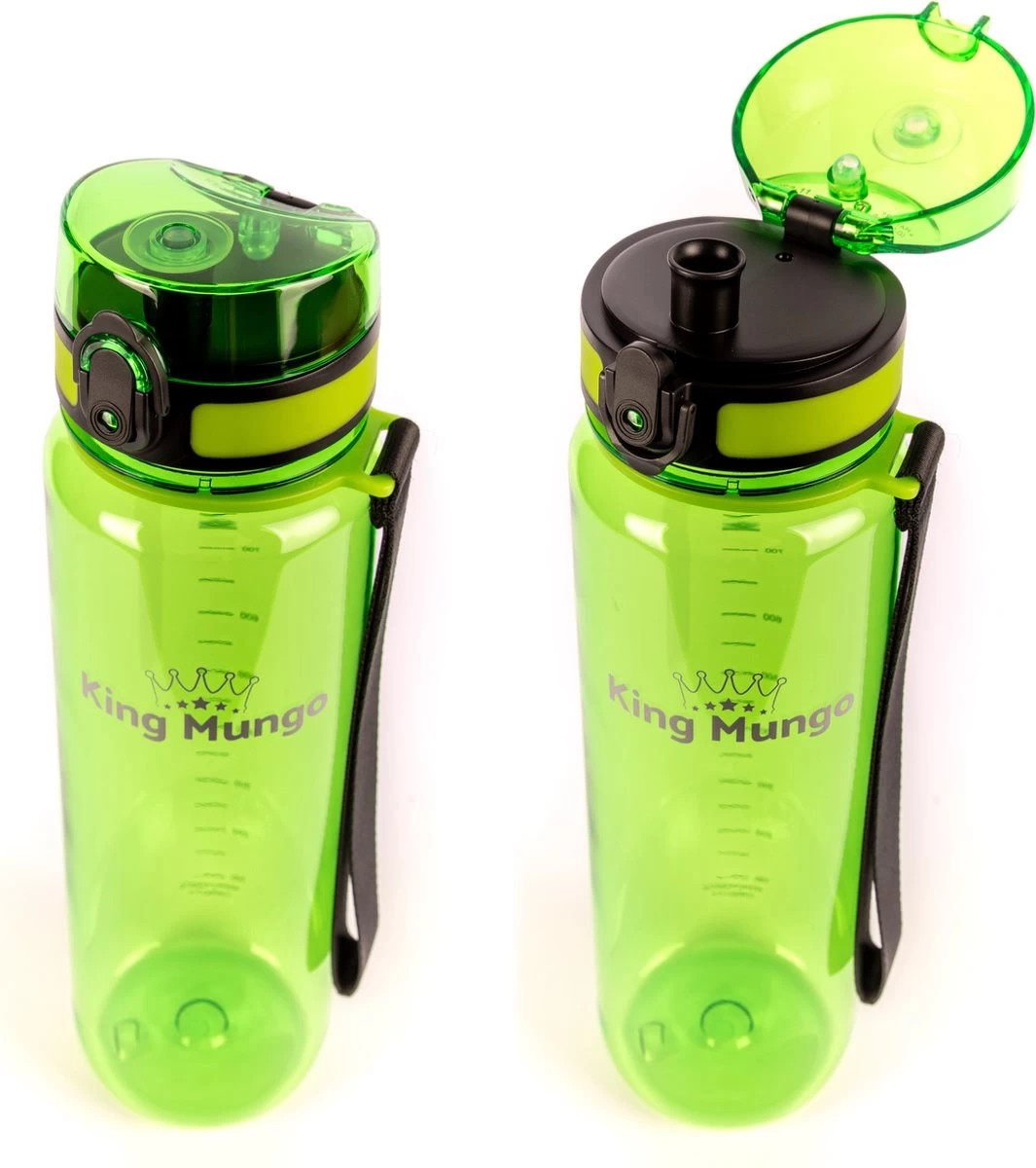 1 Liter Drinkfles - Vaatwasserbestendig - Sport Bidon Drinkbus King Mungo 1000ml Groen - Afbeelding 3
