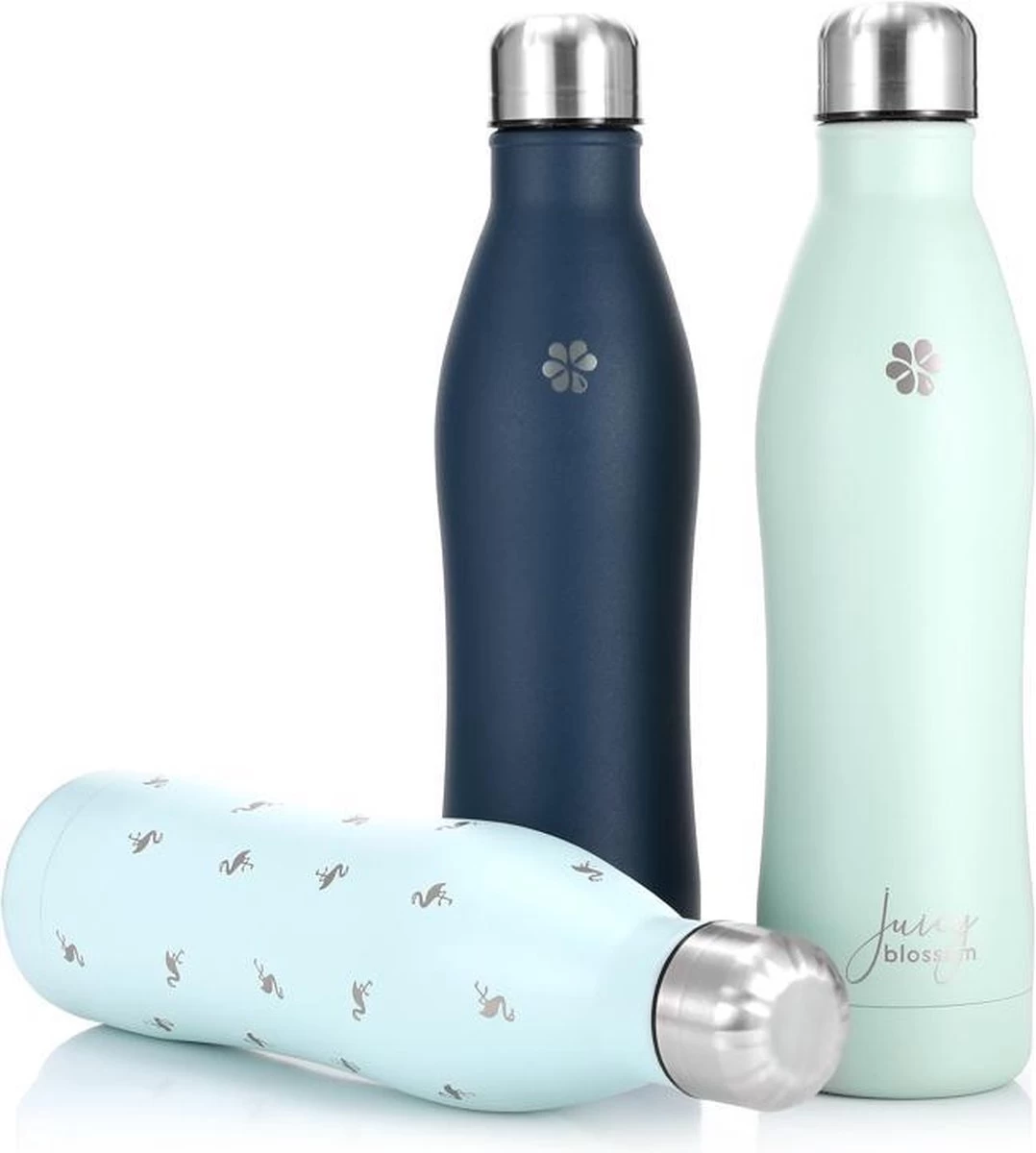 Juicy Blossom Drinkfles - 500ml - Roestvrij Staal - Stainless Steel Bottle - Waterfles - Drinkfles - Thermosfles (Muntgrijs) - Afbeelding 8