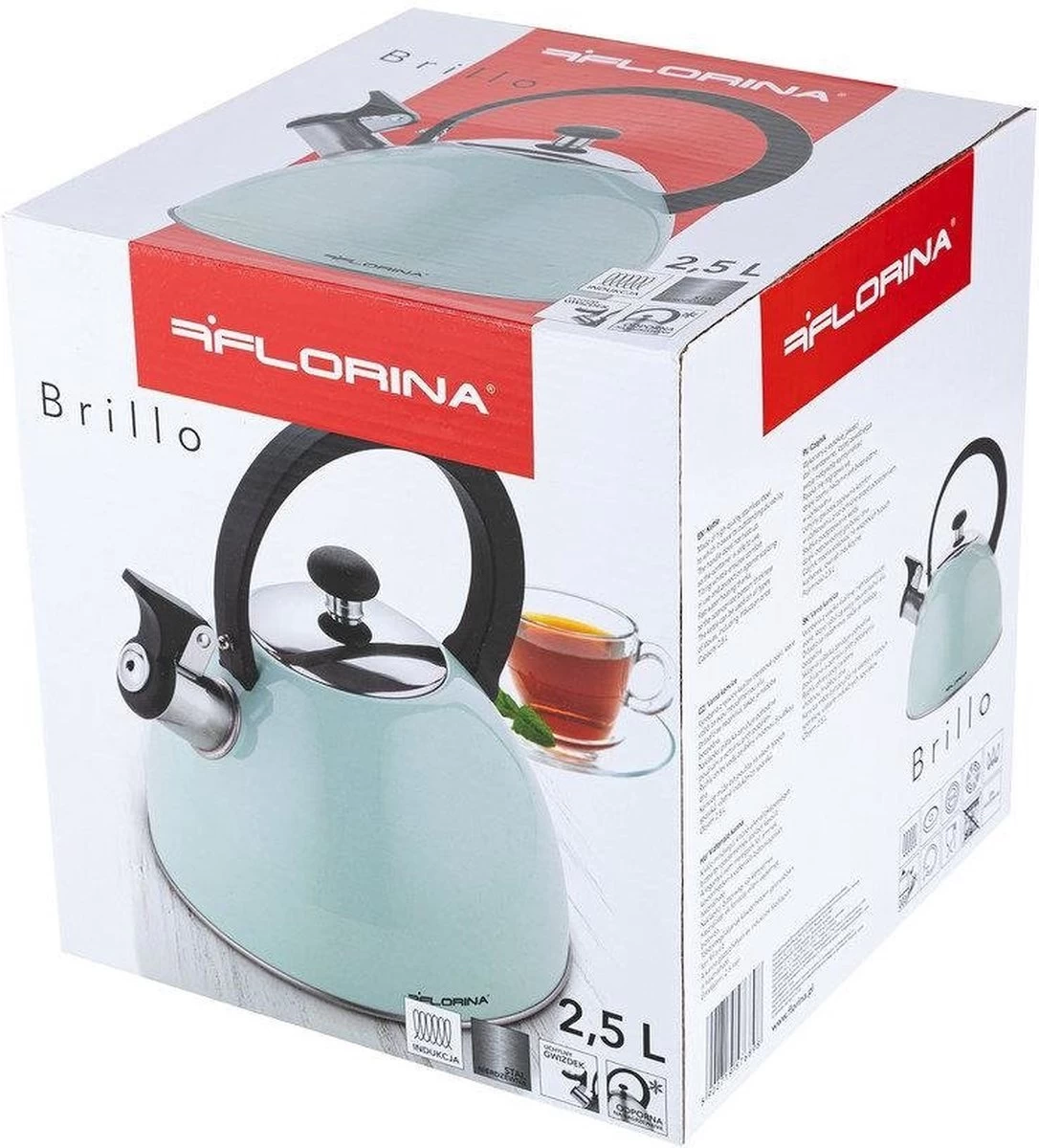 Florina Brillo Fluitketel 2,5L Voor Alle Warmtebronnen - Waterketel - Mint Groen - Afbeelding 5