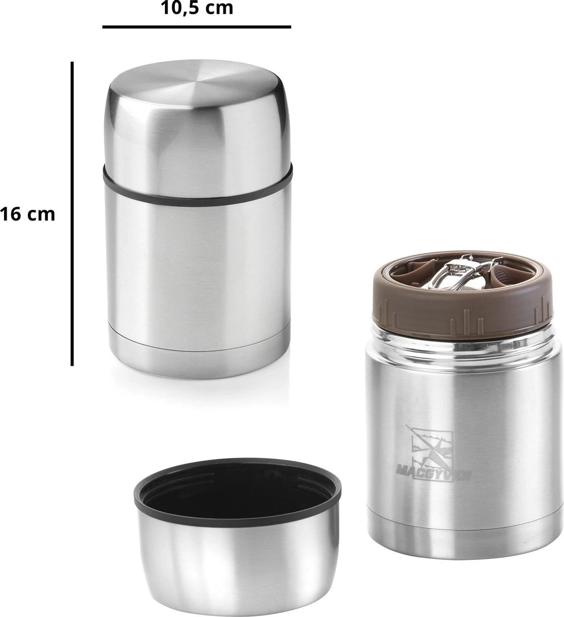 MacGyver Voedselcontainer 600ML - Thermoskan Rvs - Onbreekbaar - 16cm - Afbeelding 2