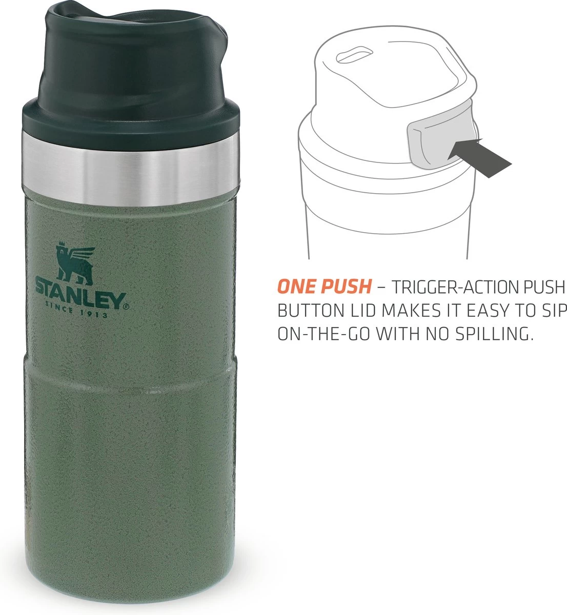 Stanley Trigger-Action Travel Mug 0.35L - Thermosfles - Hammertone Green - Afbeelding 9
