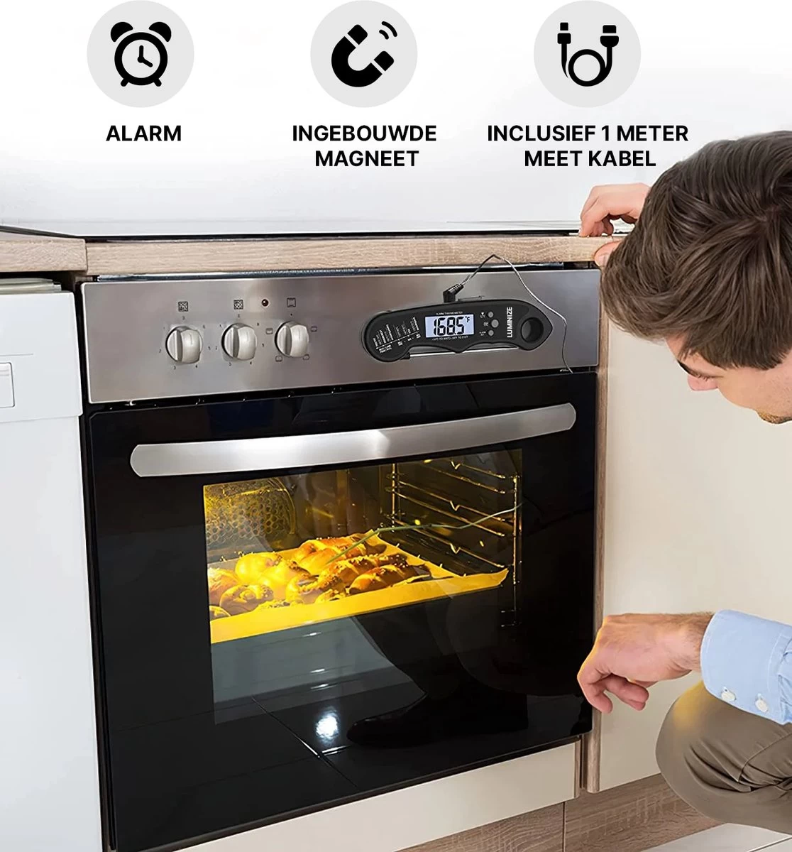 Vleesthermometer - BBQ Thermometer - Oventhermometer - Big Green Egg - Inclusief Sonde En Batterijen - Afbeelding 4