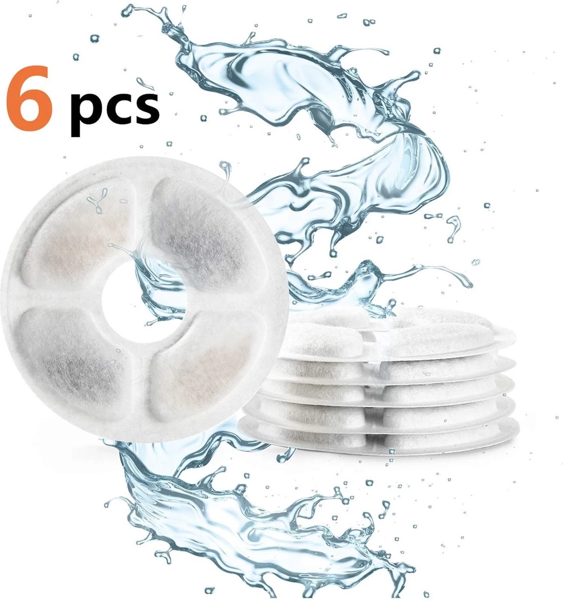 Drinkfontein Filters 6 Stuks - Navulling Kattenfontein - Water Filter - Drinkfilters - Filter Waterreservoir - Waterfilter Drinkfontein - Afbeelding 3