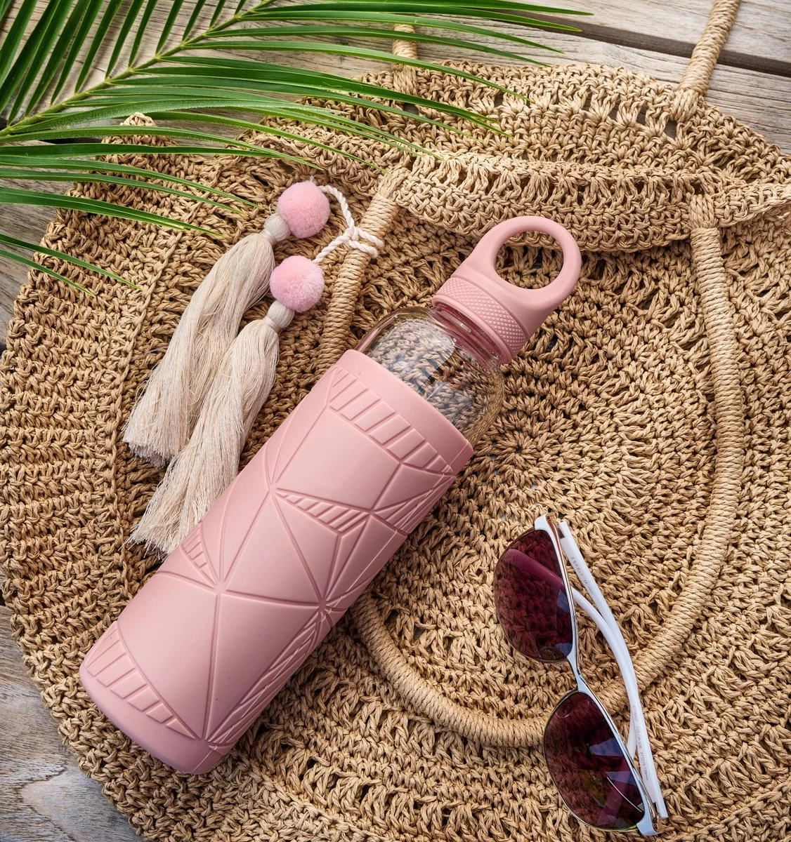 Libbey Waterfles - Glazen Drinkfles - 550 Ml - French Rose - Afbeelding 3