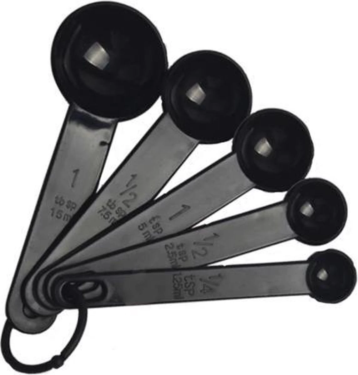 Merkloos Maatlepel Set - 5-Delig - Keuken - 5-Delig Maatlepel Set – Zwart