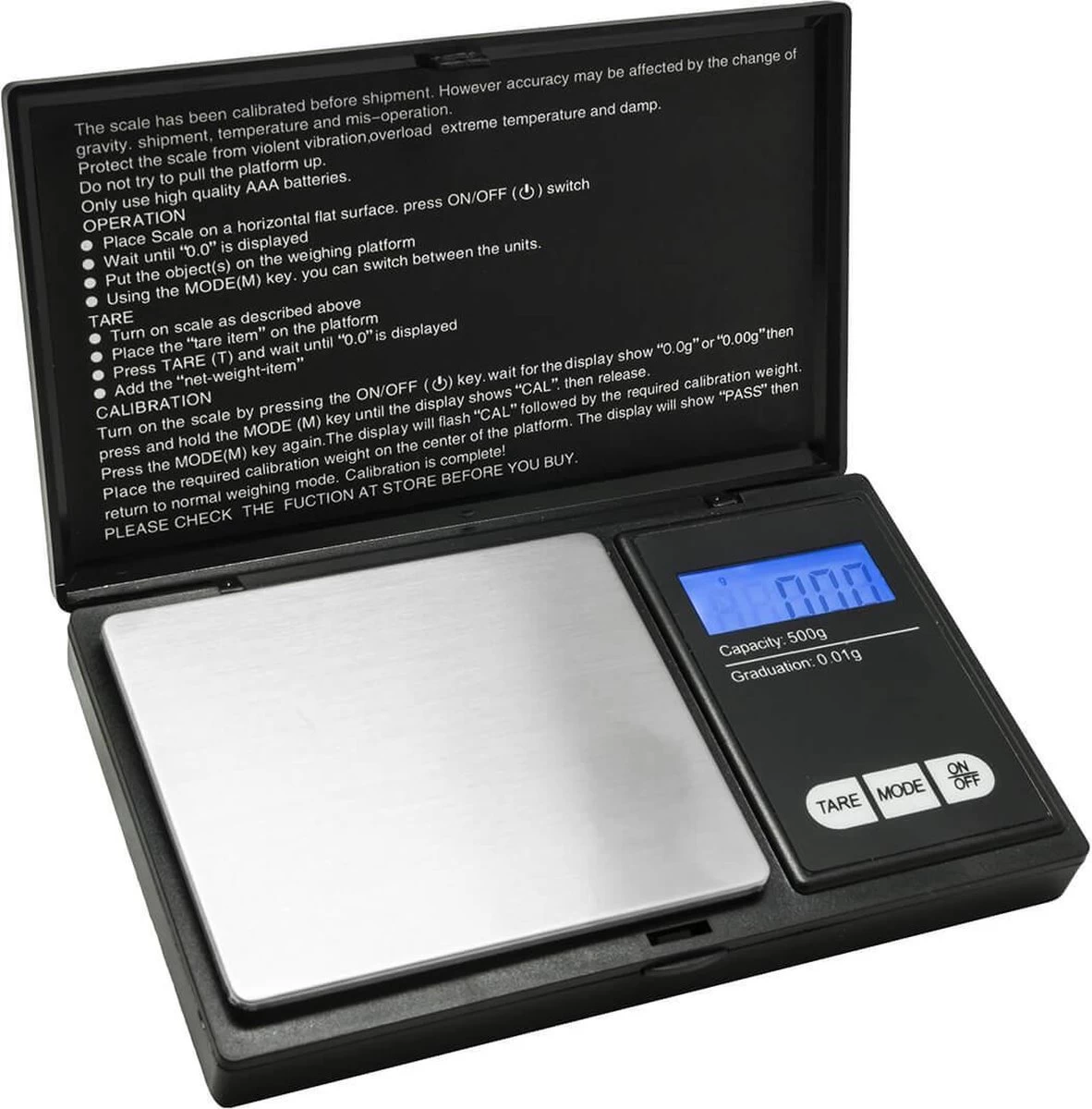 Professionele Digitale Mini Pocket Keuken Precisie Weegschaal Op Batterij - 0.01 Tot 500 Gram Nauwkeurig| Professionele Precisie Weegschaal / Digitale Weegschaal / Sieraden Weegschaal / Juweliers Weegschaal / Van 0,01 Tot 500 Gram / Werkt Op Batterij