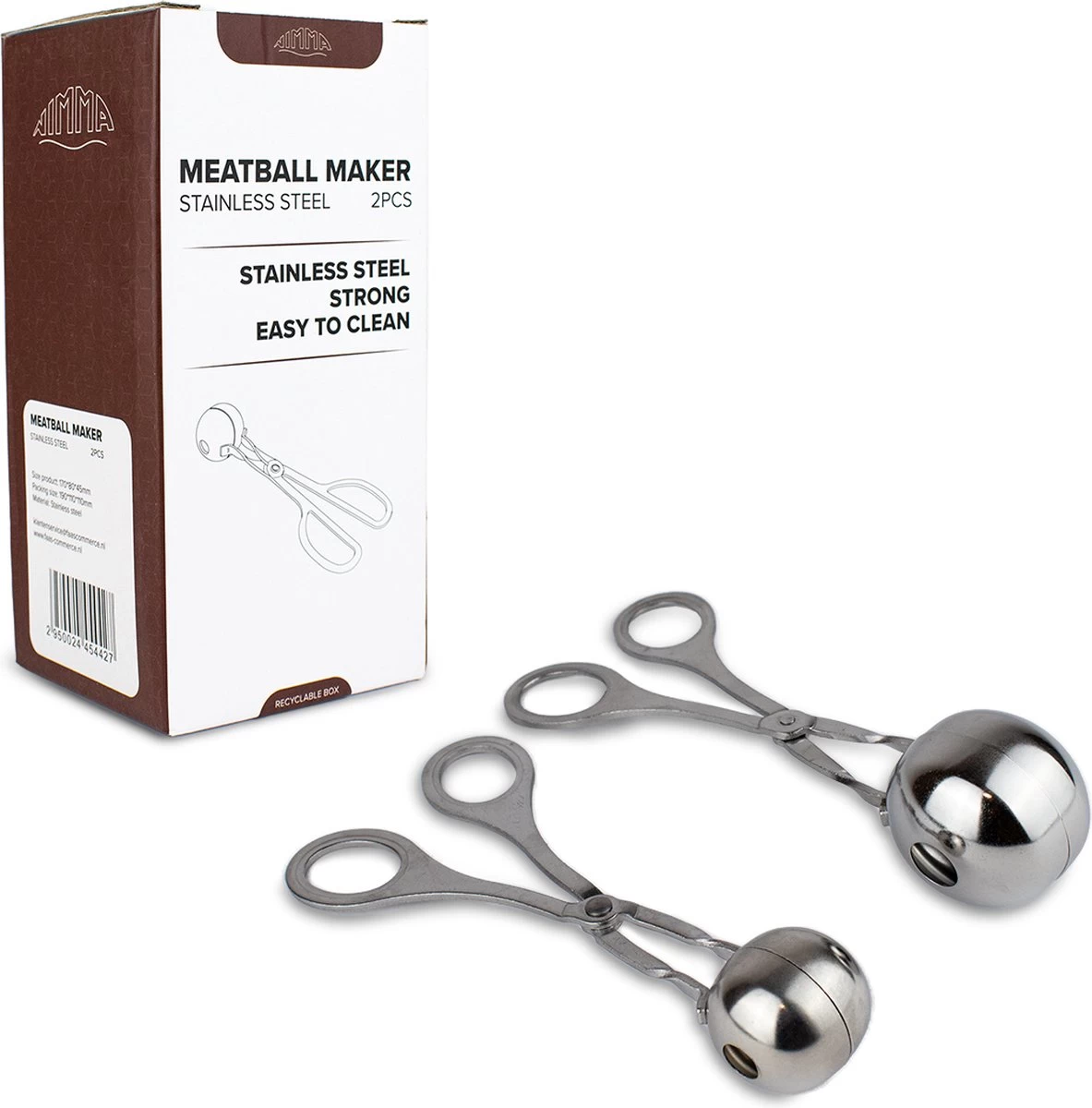 Nimma® Gehaktballen Maker - Set Van 2 - Groot En Klein - Gehaktballen Maker Tang / Lepel - RVS - Afbeelding 6