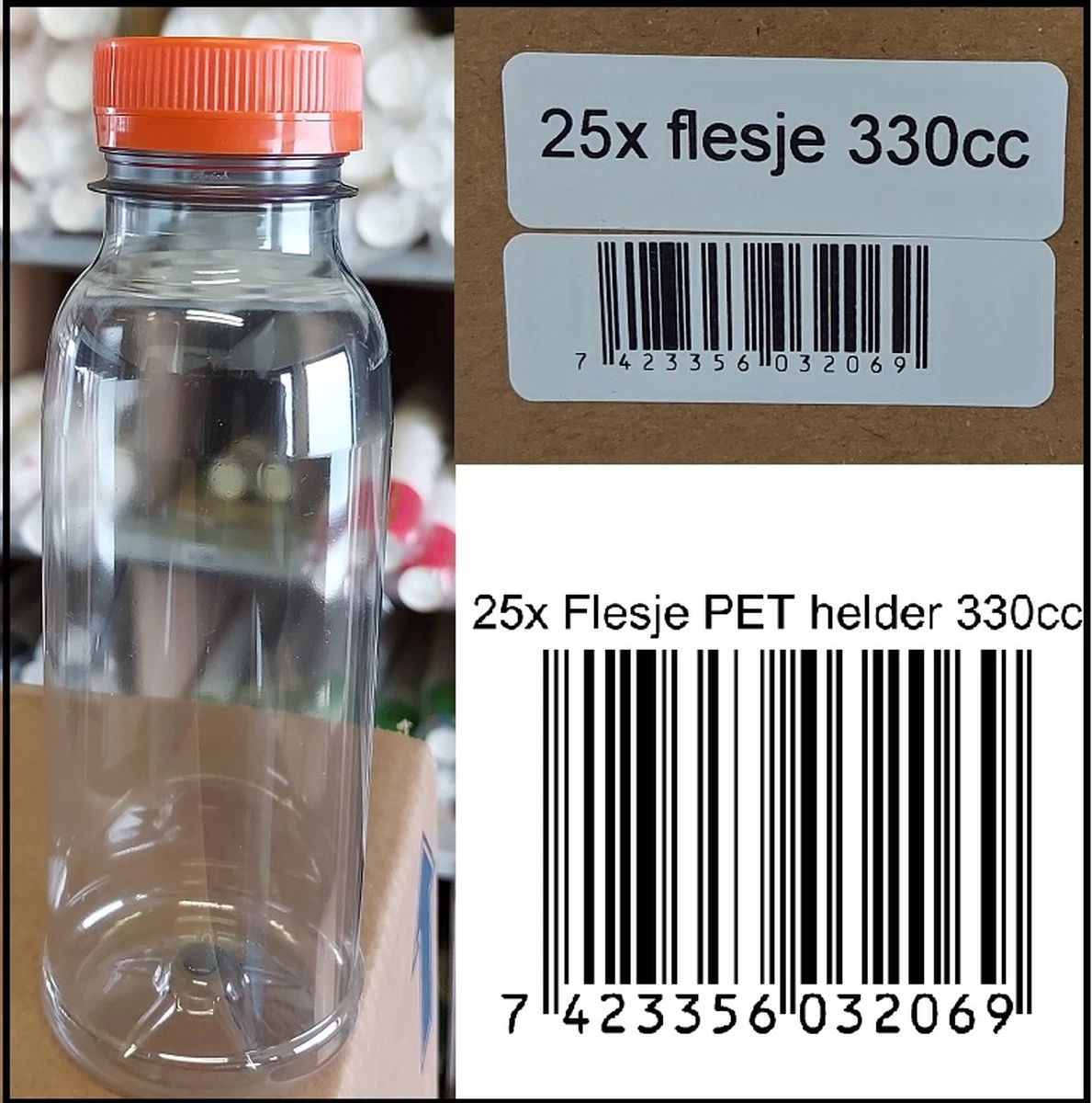 25x Flesje PET Helder 330cc Met Oranje Dop - Drinken Jus Sinas Cola Sappen Dranken - Afbeelding 2
