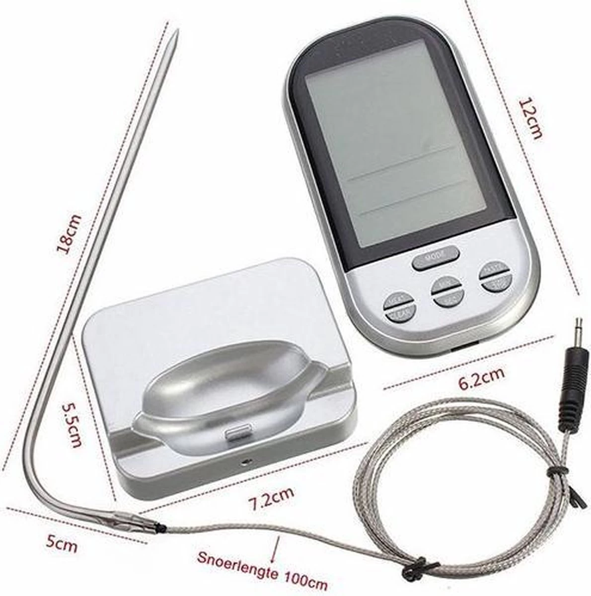 Wireless Vlees Thermometer Digitaal BBQ Thermometer Draadloos - Kernthermometer - Oventhermometer - Barbecue Thermometer - Ingestelde Temperaturen Vlees - Rund, Kip, Vis, Vleesthermometers - Suikerthermometer – Kookthermometer - Keukenthermometer - Afbeelding 4