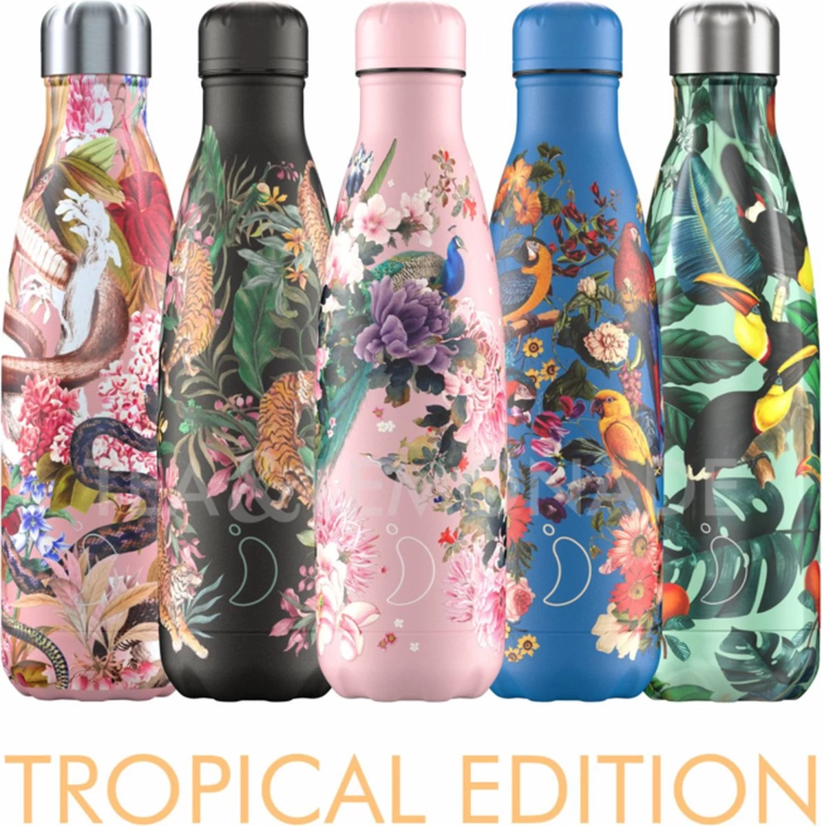 Chilly's Bottles - Peacock Peonies - Waterfles - 500ml - RVS - Afbeelding 2