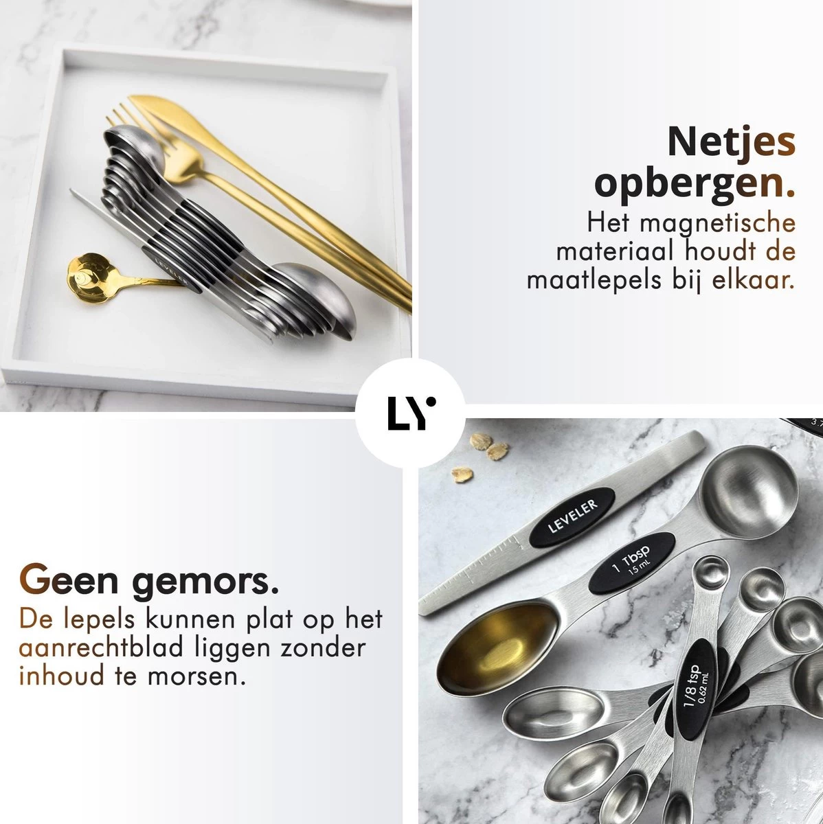 8-Delige Magnetische Maatlepel Set RVS - Measuring Cups And Spoons - Maatschepjes - Vast & Vloeibaar - Afbeelding 10