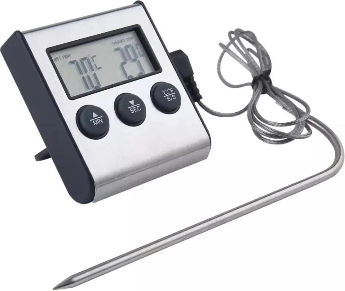 2-in-1 Magnetische Digitale Kern Thermometer Met Keuken Timer Alarm -0-250 Graden Celcius - Magnetische Vloeistof/Vlees Temperatuurmeter Met Meetsonde Draad & Kook Timer - Afbeelding 4