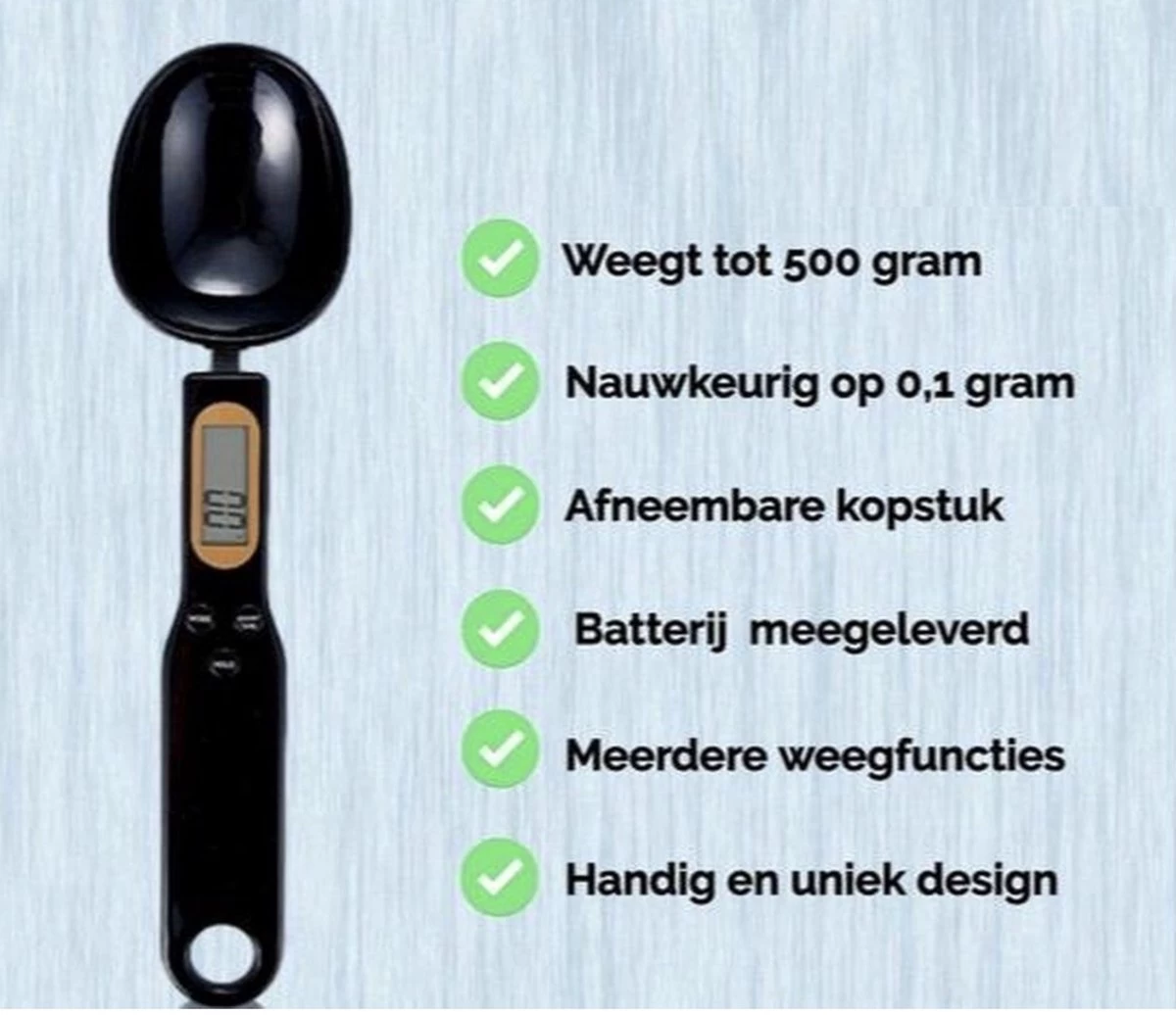 Digitale Weegschaal Lepel Zwart - Premium - Dierenvoeding Weegschaal - Supplementen Weegschaal - Weeglepel - Maatlepel - Lepelweegschaal - Lepelweger - Keukenweegschaal - INCLUSIEF BATTERIJ!!