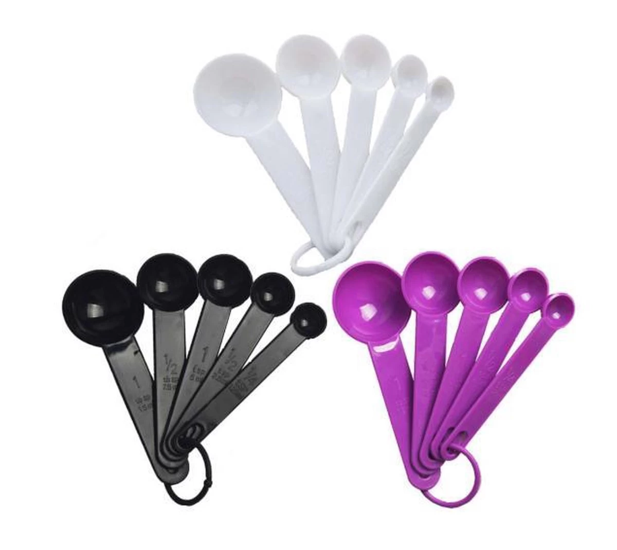 Merkloos Maatlepel Set - 5-Delig - Keuken - 5-Delig Maatlepel Set – Zwart - Afbeelding 3