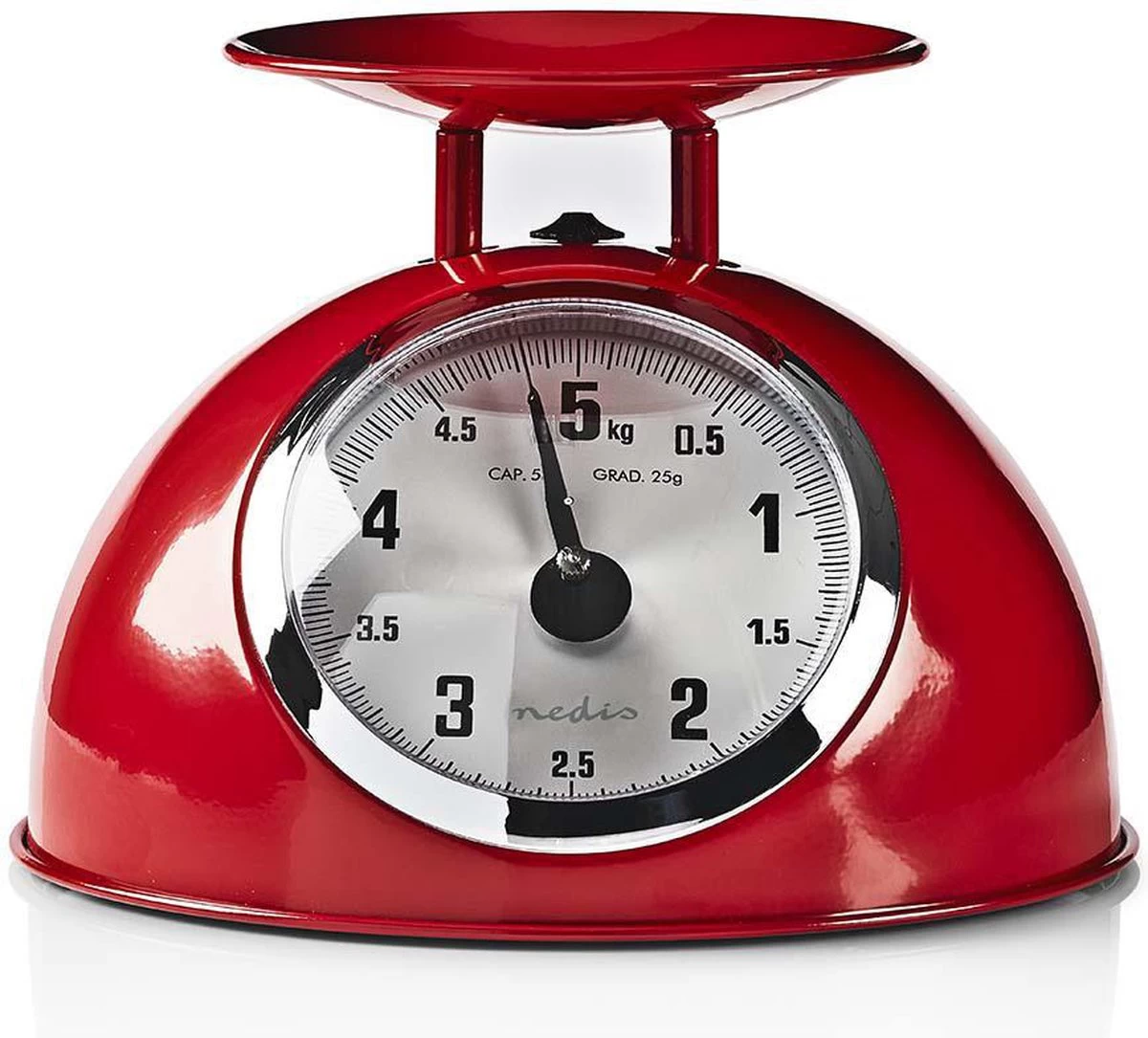 Nedis Keukenweegschaal - Analoog - Roestvrij Staal - Verwijderbare Kom - Rood - Afbeelding 3