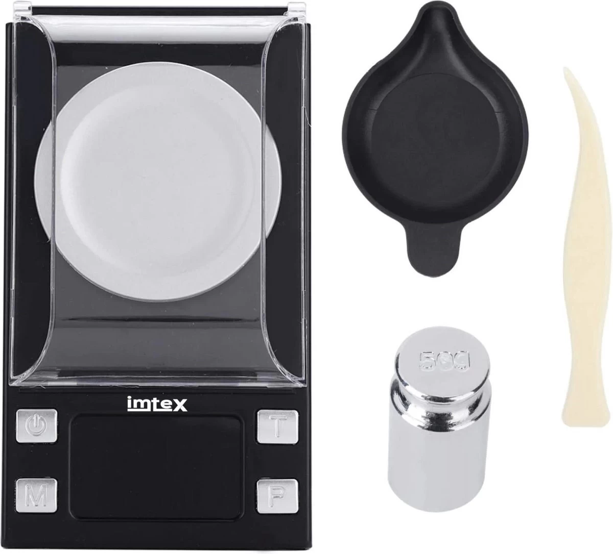 Imtex Precisieweegschaal 50 G / 0,001 Gram - Milligram-Weegschaal - Zakweegschaal - Laboratoriumweegschaal Met LCD-Display - Brievenweegschaal - Professionele Digitale Weegschaal - Goudweegschaal - Zwart - Afbeelding 6