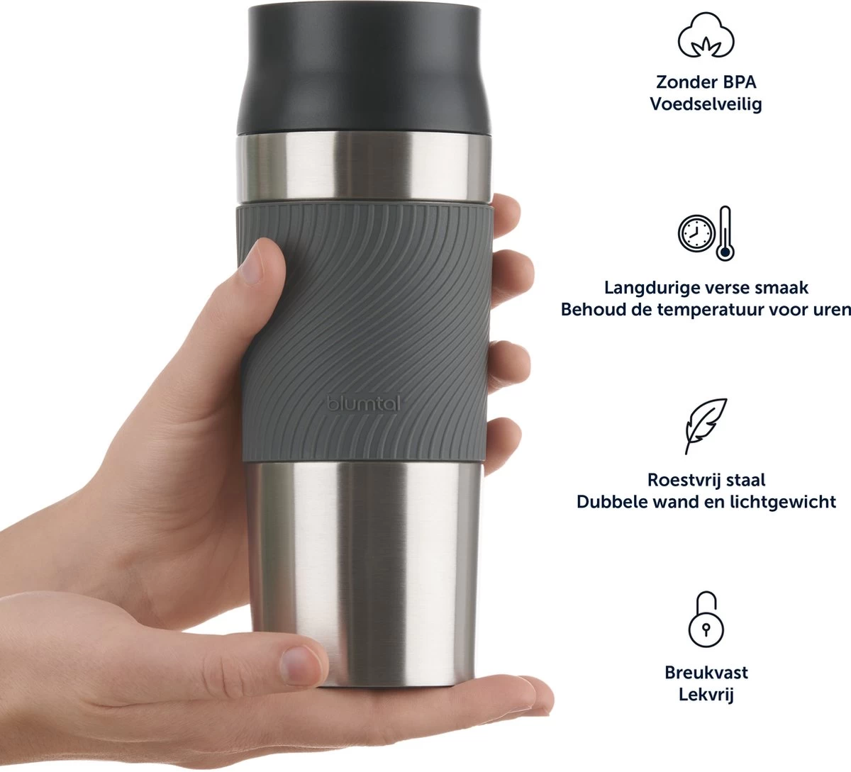 Blumtal Thermosbeker Classic - Lekvrij, BPA-Vrij En Vaatwasserbestendig - Hoge Kwaliteit Thermosfles Met Quick-Press Sluiting - Travel Mug 350 Ml - Roze - Afbeelding 5