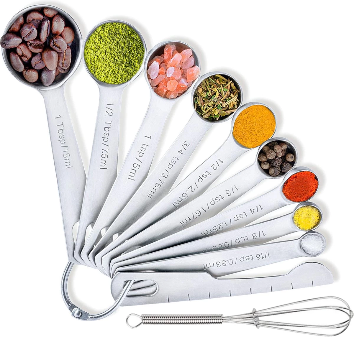 BOTC Maatbeker Set - 11-Delige - Meetlepels - Measuring Spoons - Maatschepjes - RVS