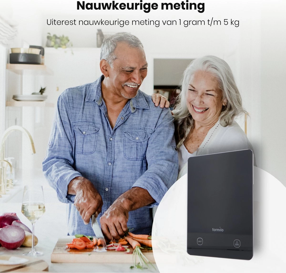 Formilo Digitale Precisie Keukenweegschaal - Weegschaal Keuken Met Tarra Functie - 1gr Tot 5kg - Inclusief Batterijen - Zwart - Afbeelding 3