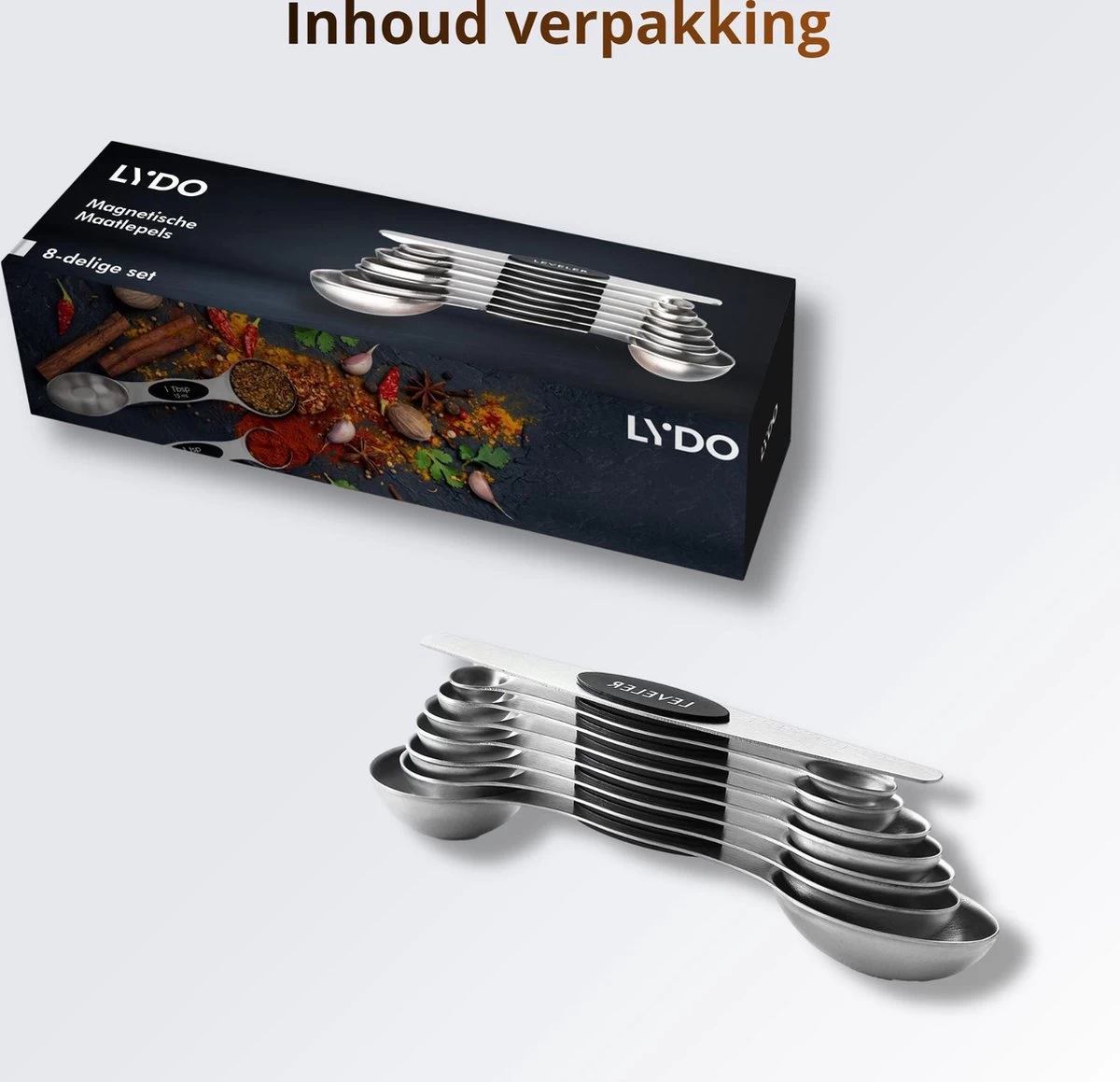 8-Delige Magnetische Maatlepel Set RVS - Measuring Cups And Spoons - Maatschepjes - Vast & Vloeibaar - Afbeelding 7