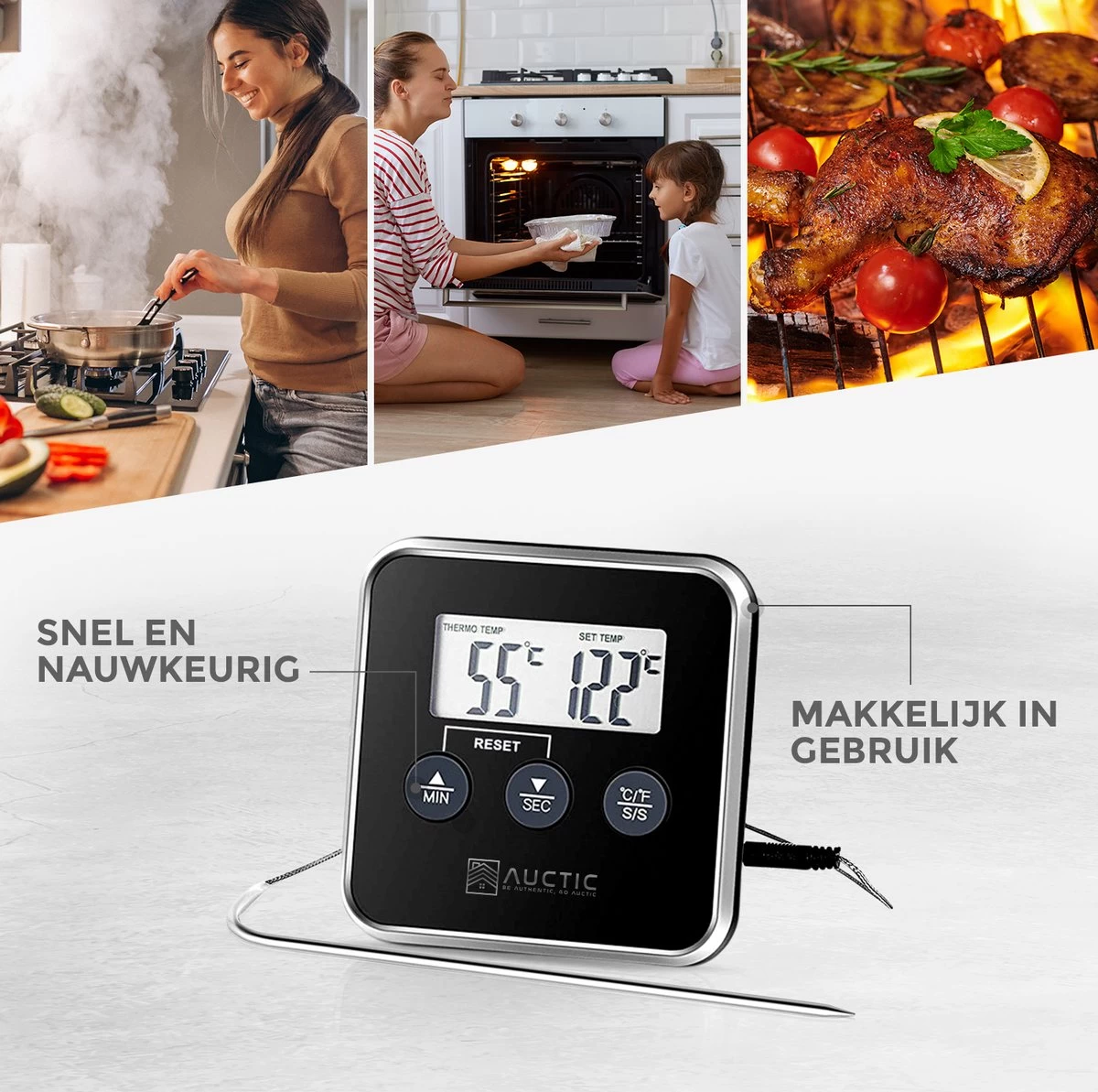 Auctic® DT-1000 - Vleesthermometer – BBQ Accesoires – Oventhermometer – BBQ Thermometer – Kernthermometer - Afbeelding 2