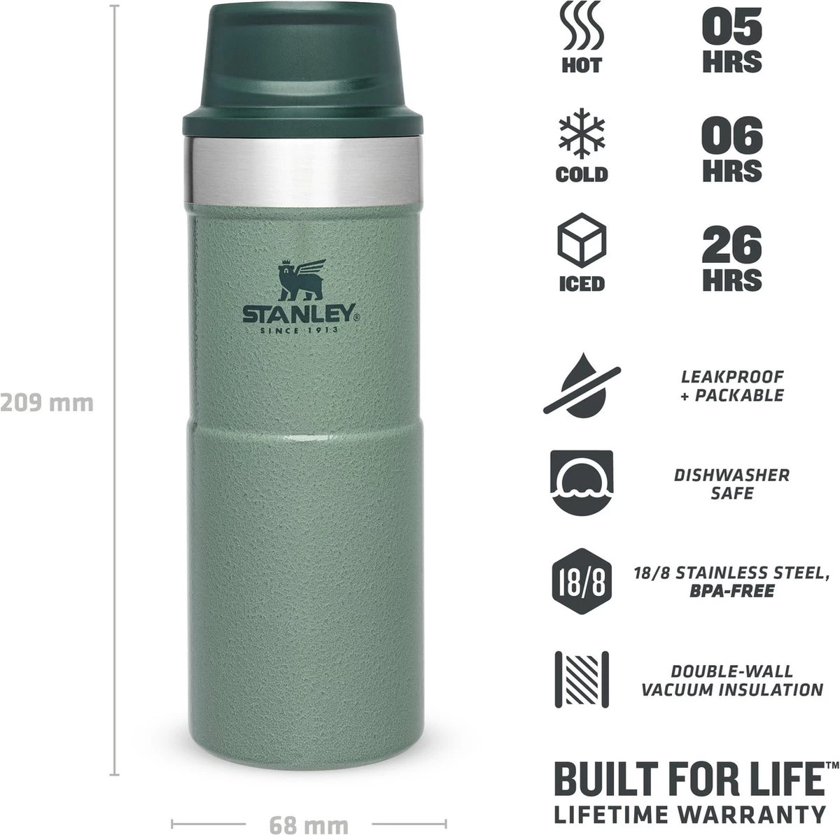 Stanley Trigger-Action Travel Mug 0.35L - Thermosfles - Hammertone Green - Afbeelding 2