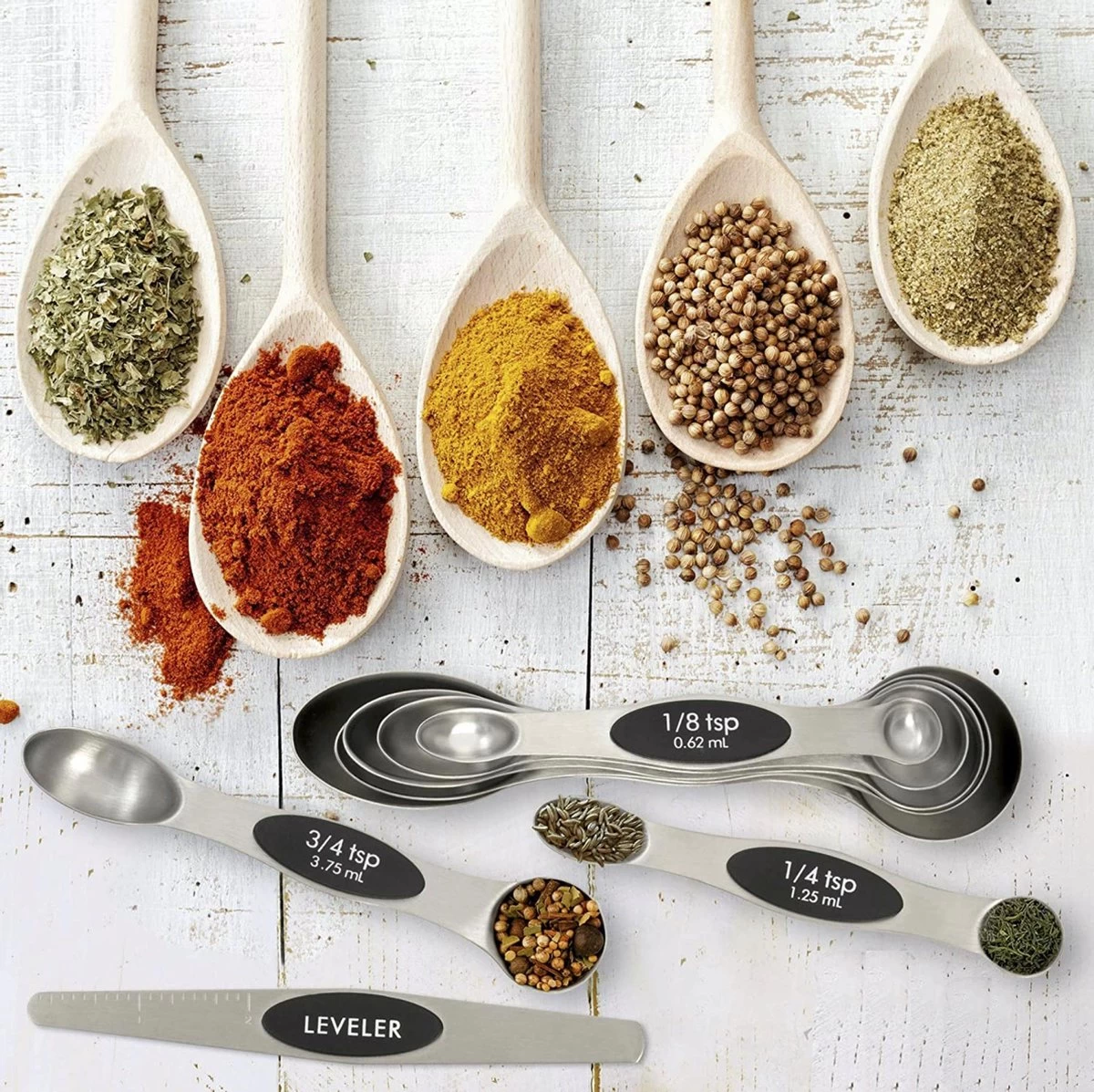 8-Delige Magnetische Maatlepel Set RVS - Measuring Cups And Spoons - Maatschepjes - Vast & Vloeibaar - Afbeelding 5