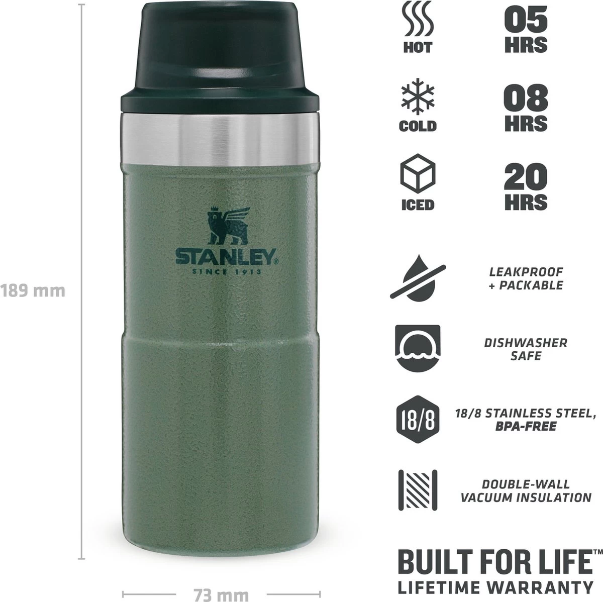 Stanley Trigger-Action Travel Mug 0.35L - Thermosfles - Hammertone Green - Afbeelding 3