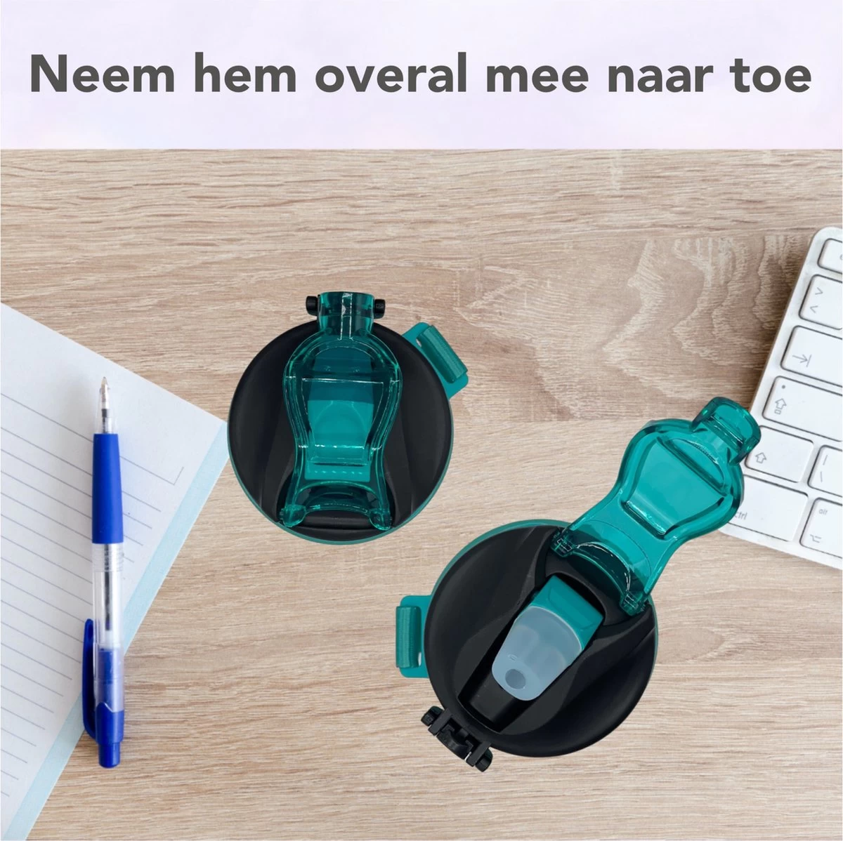 Seniq Motivatie Waterfles - 1 Liter - Drinkfles Met Tijdmarkering - Rietje - Groen Paars - Afbeelding 7