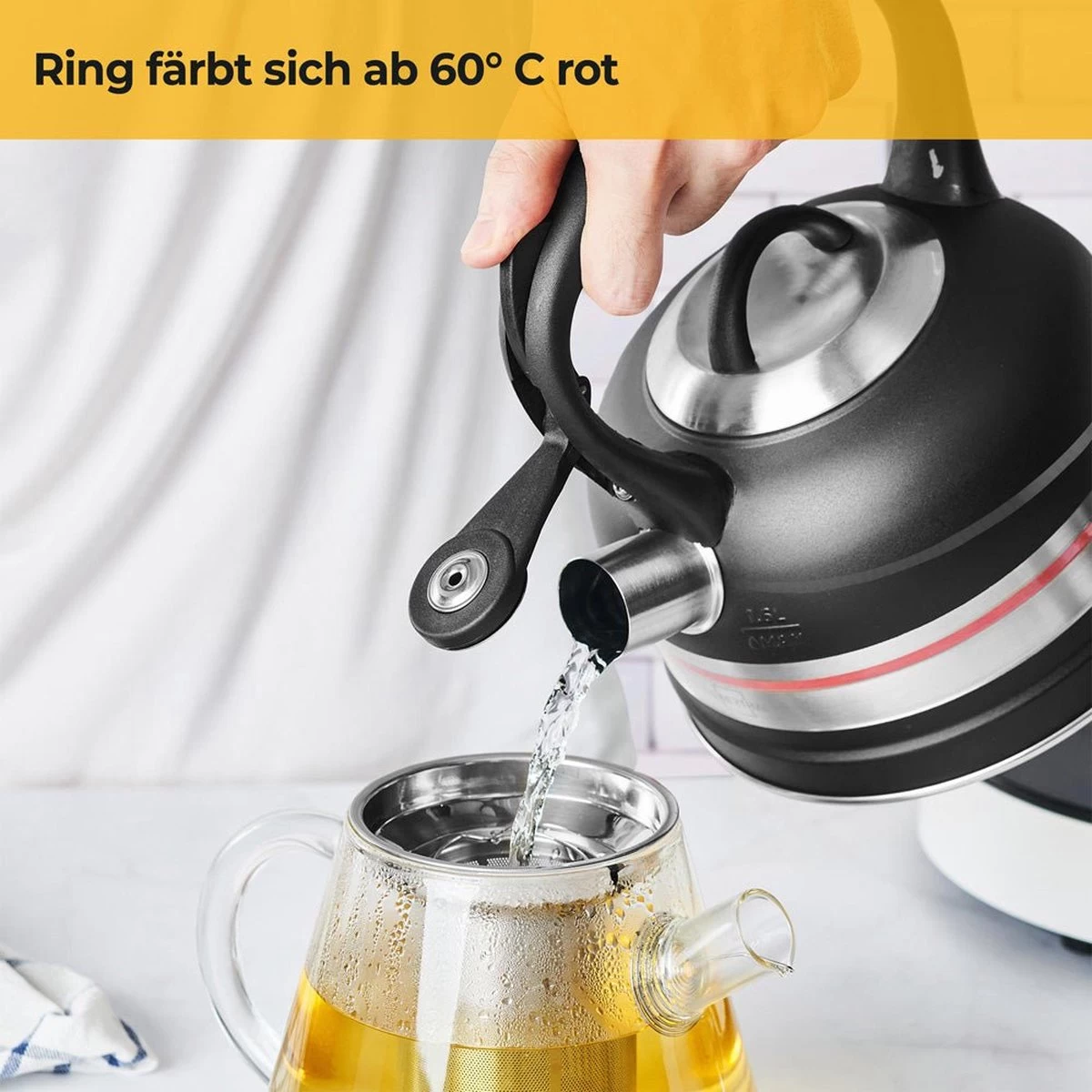 SILBERTHAL - Waterkoker - Alle Soorten Fornuizen, Ook Inductie - RVS - 1,6 Liter - Zwart - Afbeelding 2