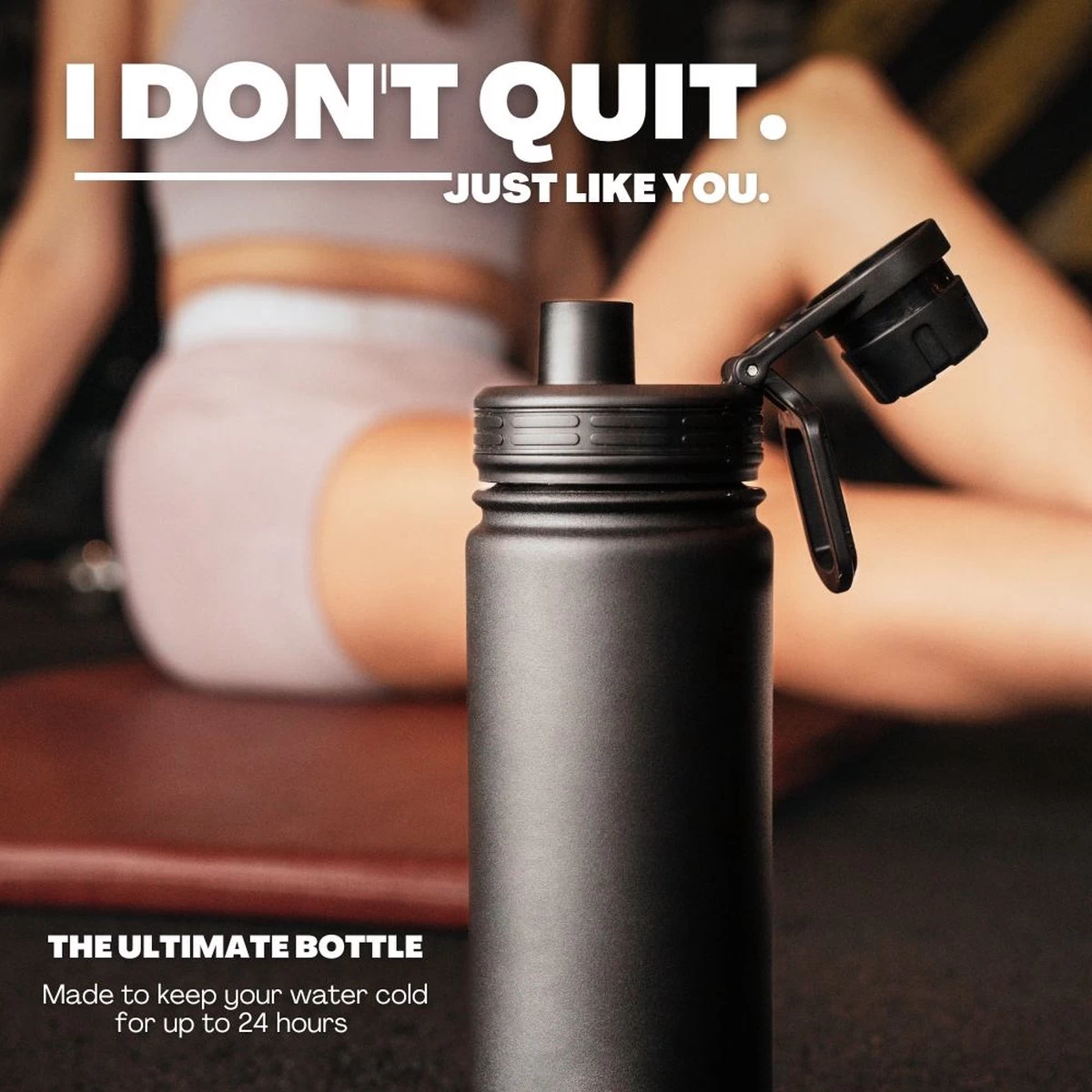 Drinkfles 2 Liter Met Rietje Waterjug Volwassenen - Complete Set - RVS 2L - 24uur Koud/12 Uur Warm - Zwart - Afbeelding 10