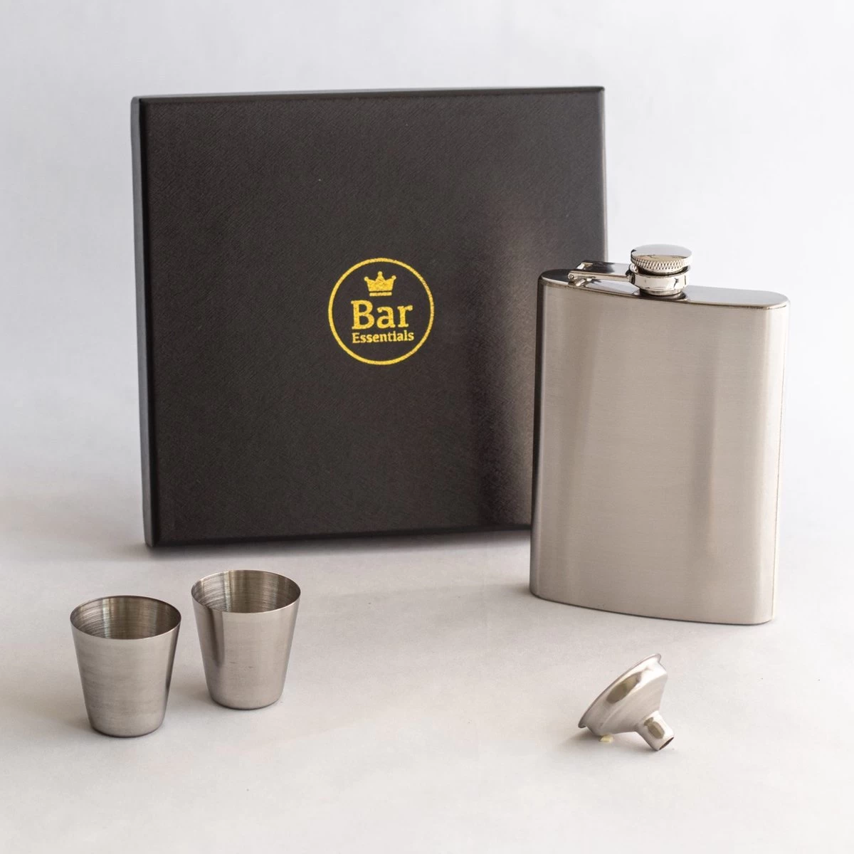 Bar Essentials® Heupfles RVS - Zakflacon - Platvink - Heupflacon - Gifbox