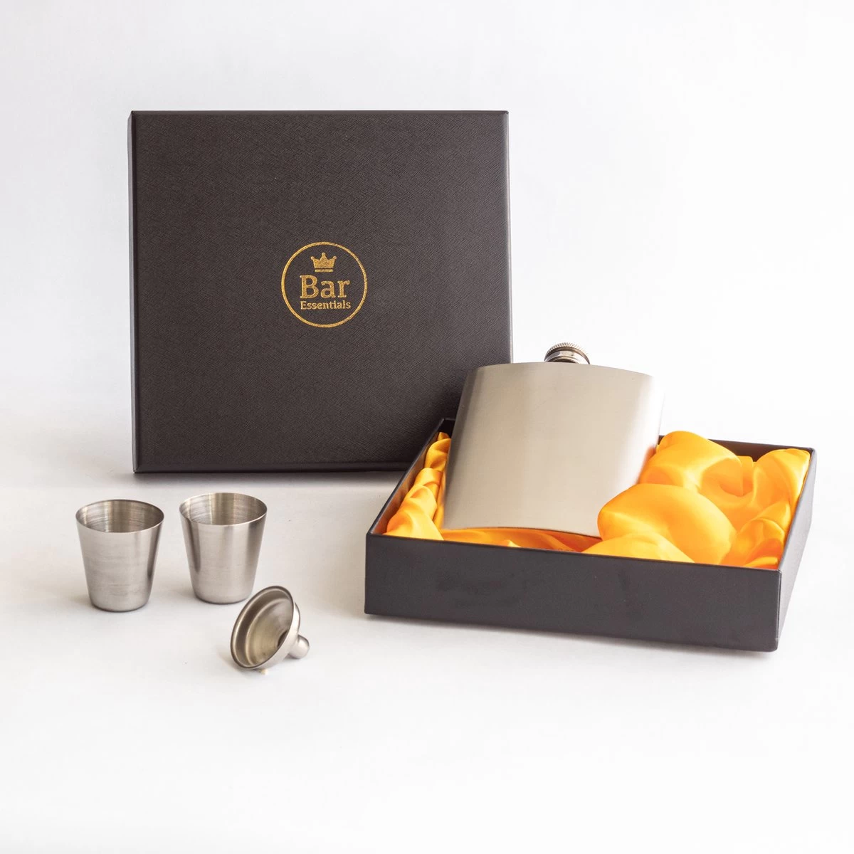 Bar Essentials® Heupfles RVS - Zakflacon - Platvink - Heupflacon - Gifbox - Afbeelding 2