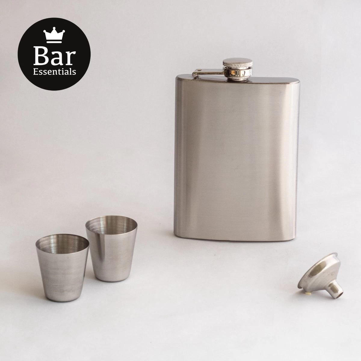 Bar Essentials® Heupfles RVS - Zakflacon - Platvink - Heupflacon - Gifbox - Afbeelding 3