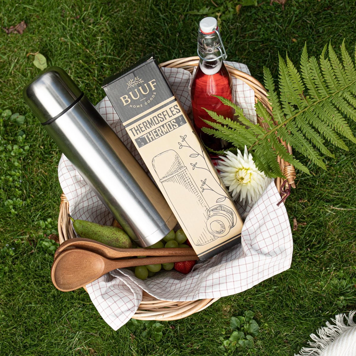 BUUF™️ Thermosfles 1 Liter - Isoleerfles - Thermosbeker - 24u/koud, 8u/warm - RVS - Zilver - Afbeelding 6