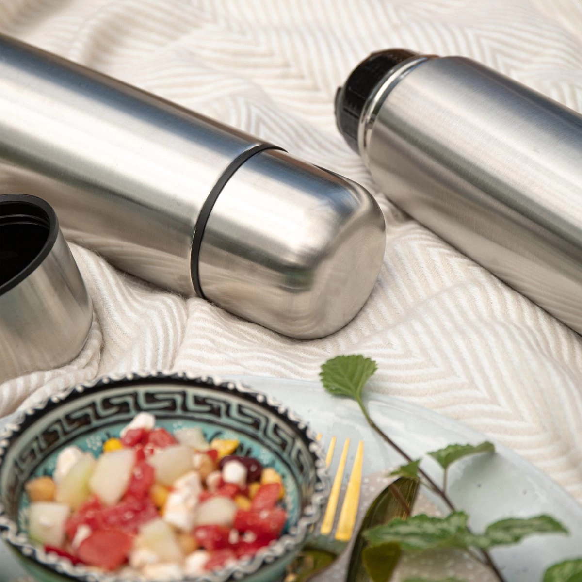 BUUF™️ Thermosfles 1 Liter - Isoleerfles - Thermosbeker - 24u/koud, 8u/warm - RVS - Zilver - Afbeelding 7