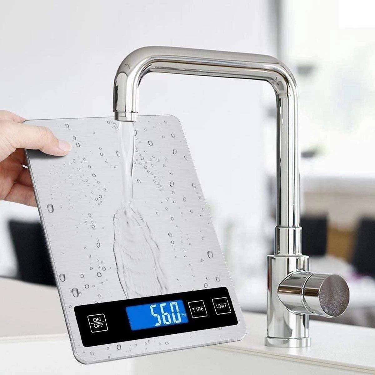 Hermanos® Digitale Precisie Keukenweegschaal - Weegschaal Keuken - 1 Gr Tot 15 Kg - Tarra Functie - Bluetooth Met Voedingsapp - Incl. Batterijen - RVS - Afbeelding 2