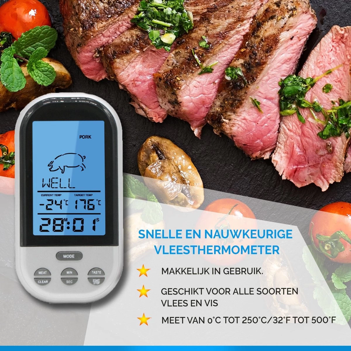 Mancor Digitale Vleesthermometer - Keukenthermometer - Afbeelding 2