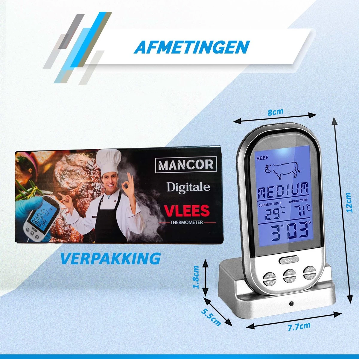 Mancor Digitale Vleesthermometer - Keukenthermometer - Afbeelding 7