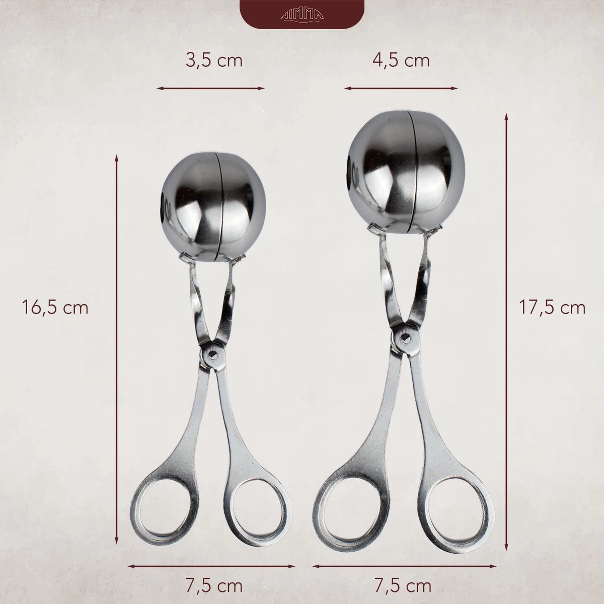 Nimma® Gehaktballen Maker - Set Van 2 - Groot En Klein - Gehaktballen Maker Tang / Lepel - RVS - Afbeelding 4