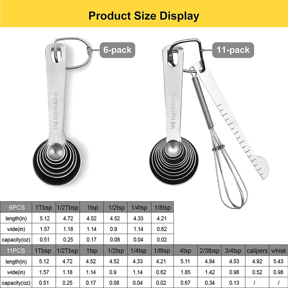 BOTC Maatbeker Set - 11-Delige - Meetlepels - Measuring Spoons - Maatschepjes - RVS - Afbeelding 7