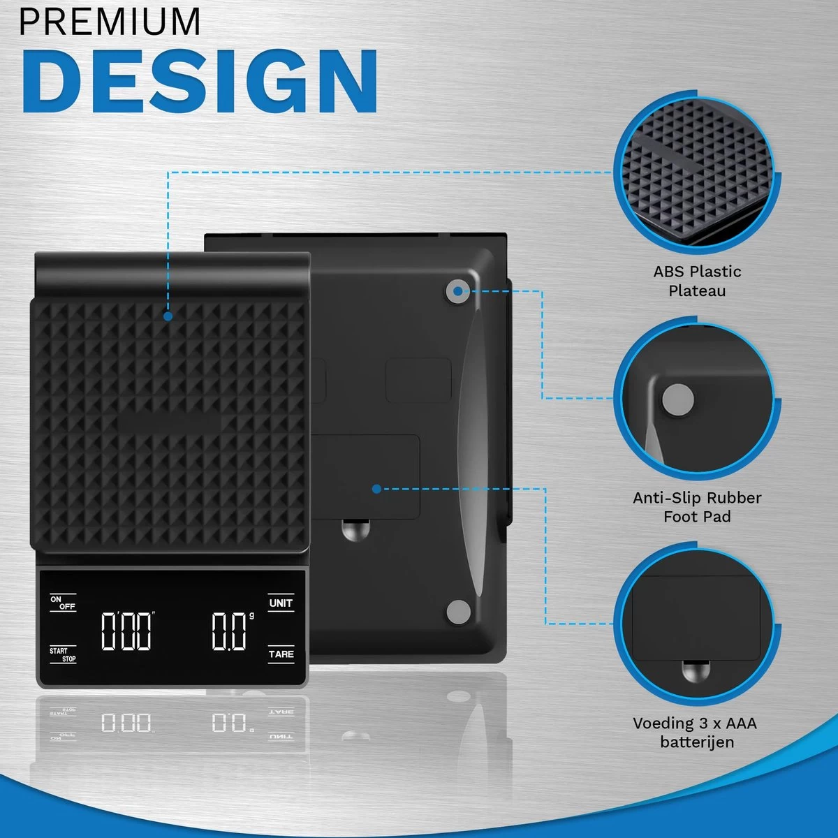WeighJo Koffie Weegschaal - Digitale Keukenweegschaal - Precisieweegschaal - Barista - Afbeelding 2