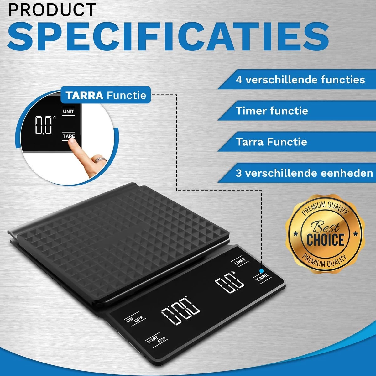 WeighJo Koffie Weegschaal - Digitale Keukenweegschaal - Precisieweegschaal - Barista - Afbeelding 3
