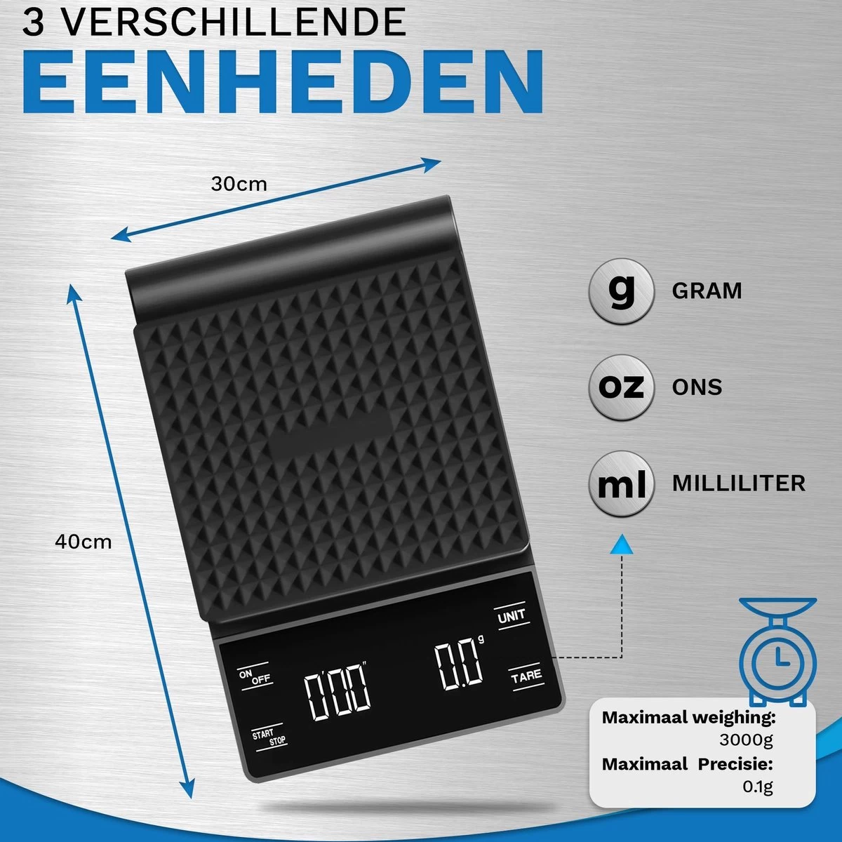 WeighJo Koffie Weegschaal - Digitale Keukenweegschaal - Precisieweegschaal - Barista - Afbeelding 6
