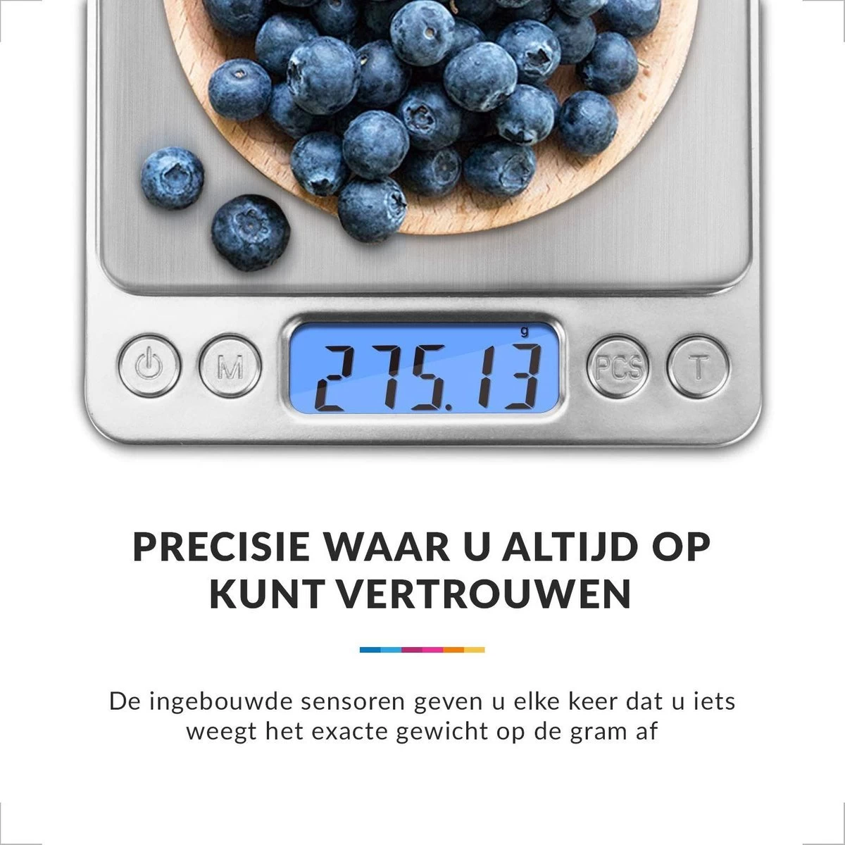 Keukenweegschaal Digitaal Met Kom - Precisie Weegschaal RVS - 500g X 0.01g - Afbeelding 3