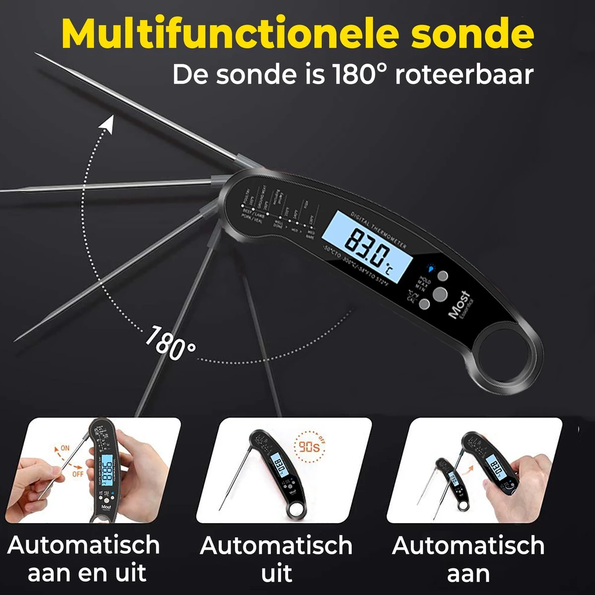 MostEssential Premium Draadloze Vleesthermometer - Keukenthermometer - Waterdicht - Afbeelding 7