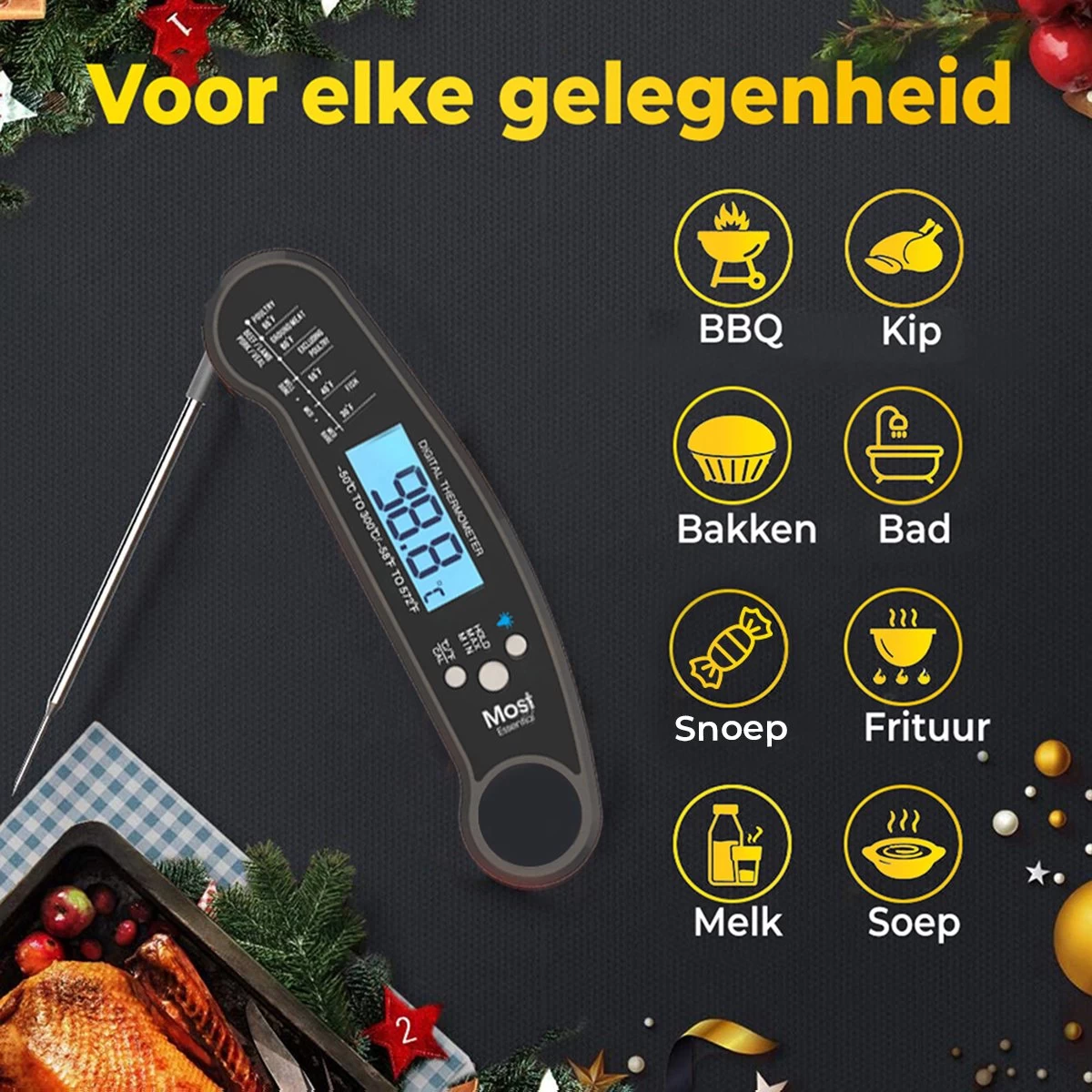 MostEssential Premium Draadloze Vleesthermometer - Keukenthermometer - Waterdicht - Afbeelding 8