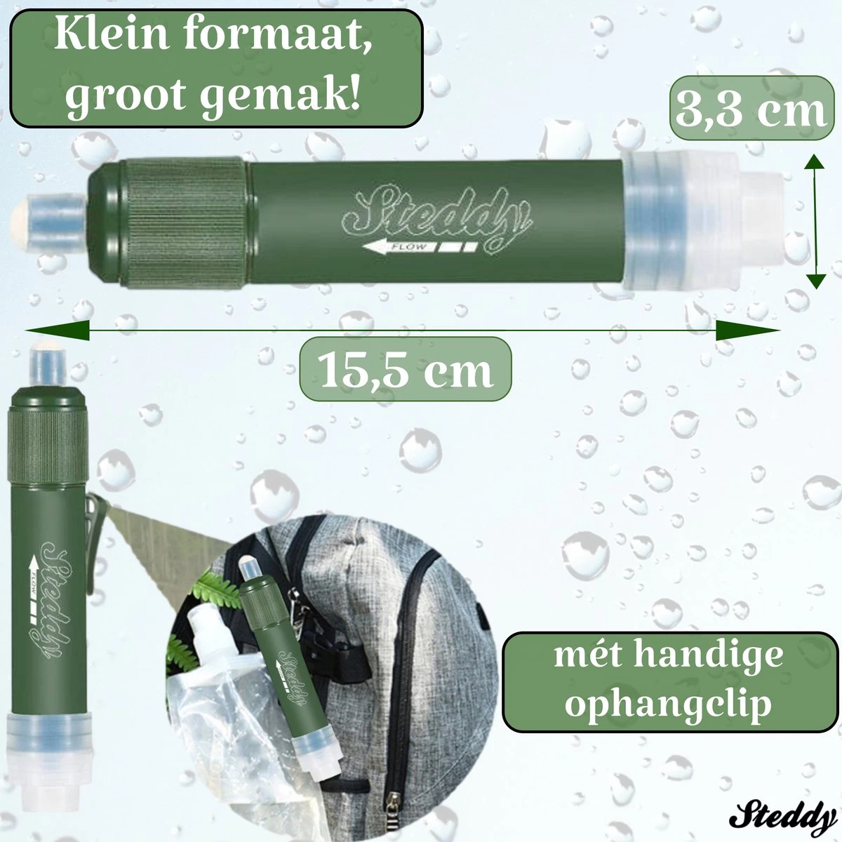 Waterfilter Steddy Pro - Survival Bushcraft Kit - Noodpakket - Waterzuivering - Water Filter Kraan - Outdoor - Afbeelding 6